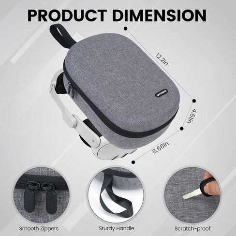 JoyHood Hard Carrying Case Compatible with Meta Quest 3/Oculus Quest 2/Pro/PICO4 VR Headset, Travel Storage Case fits for Elite Strap/Touch Controllers/Battery Pack/Charging Cable in Kuwait