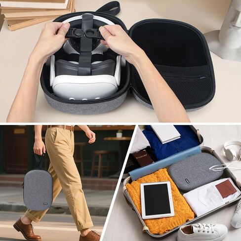 JoyHood Hard Carrying Case Compatible with Meta Quest 3/Oculus Quest 2/Pro/PICO4 VR Headset, Travel Storage Case fits for Elite Strap/Touch Controllers/Battery Pack/Charging Cable in Kuwait