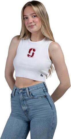 Hype & Vice Cut-Off Tank for Women (X-Small) - University of Michigan Top for Women, Cropped Fit Tank Top, College Shirts for Game Days - White in Saudi Arabia