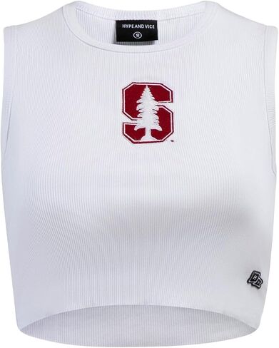 Hype & Vice Cut-Off Tank for Women (X-Small) - University of Michigan Top for Women, Cropped Fit Tank Top, College Shirts for Game Days - White in Saudi Arabia