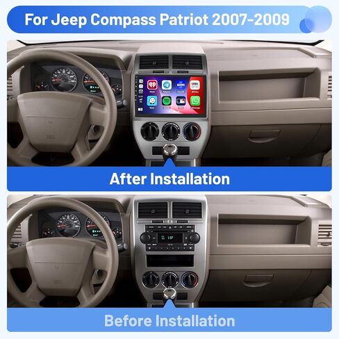راديو ستيريو للسيارة 2+64G Android 13 CarPlay لسيارة Jeep Compass Patriot 2007-2009، شاشة لمس عالية الدقة 10.1 بوصة متوافقة مع Android Auto، كاميرا احتياطية AHD، وصلة مرآة، GPS، WiFi، FM RDS in Kuwait