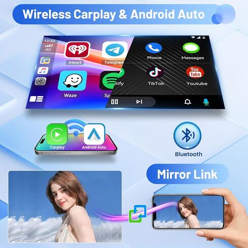 راديو ستيريو للسيارة 2+64G Android 13 CarPlay لسيارة Jeep Compass Patriot 2007-2009، شاشة لمس عالية الدقة 10.1 بوصة متوافقة مع Android Auto، كاميرا احتياطية AHD، وصلة مرآة، GPS، WiFi، FM RDS in Kuwait