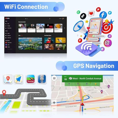 راديو ستيريو للسيارة 2+64G Android 13 CarPlay لسيارة Jeep Compass Patriot 2007-2009، شاشة لمس عالية الدقة 10.1 بوصة متوافقة مع Android Auto، كاميرا احتياطية AHD، وصلة مرآة، GPS، WiFi، FM RDS in Kuwait