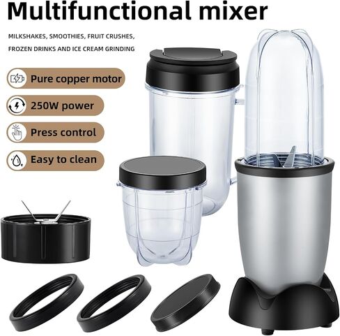 Panana Blender for Smoothies, 850W Portable Personal Blender and Grinder Combo with 2x20oz Portable Smoothie Cups with To-Go Lids 6.8oz Coffee Cup,Stainless Steel in Kuwait