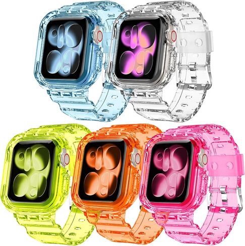 DABAOZA 5 Packs Clear Crystal Neon Bands Compatible Apple Watch 45/44mm in Kuwait