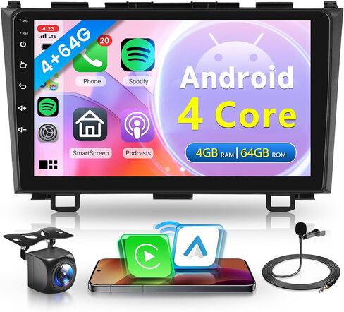 راديو ستيريو للسيارة Android 13 لسيارة Honda CRV 2007 2008 2009 2010 2011 ملاحة GPS، شاشة لمس ريمودي 9 بوصة راديو سيارة بلوتوث iOS/Android Mirror Link FM/RDS WiFi EQ SWC + كاميرا احتياطية AHD in Kuwait