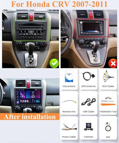 راديو ستيريو للسيارة Android 13 لسيارة Honda CRV 2007 2008 2009 2010 2011 ملاحة GPS، شاشة لمس ريمودي 9 بوصة راديو سيارة بلوتوث iOS/Android Mirror Link FM/RDS WiFi EQ SWC + كاميرا احتياطية AHD in Kuwait