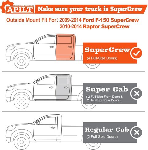 حرس نوافذ حراس الأمطار الخارجيين لعام 2015-2025 Ford F-150 Supercrew & 2017-2025 Raptor/F-250/F-350/F-450/F-550 Super Duty Supercrew Deflector Dark Smoke 4 قطع مع مجموعة سمك in Kuwait