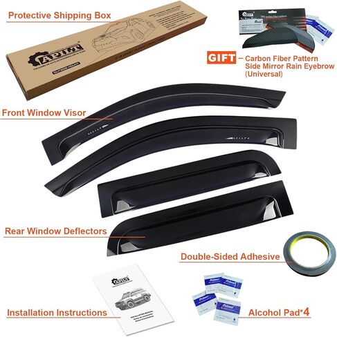 حرس نوافذ حراس الأمطار الخارجيين لعام 2015-2025 Ford F-150 Supercrew & 2017-2025 Raptor/F-250/F-350/F-450/F-550 Super Duty Supercrew Deflector Dark Smoke 4 قطع مع مجموعة سمك in Kuwait