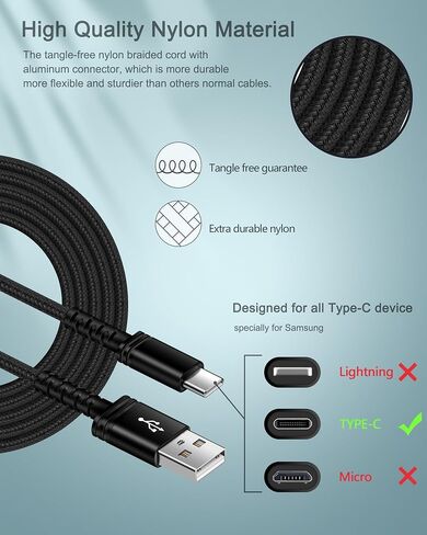 AILKIN 5Pack USB to USB C Charger Cable for iPhone 16 15/15 Pro/15 Pro Max/15 Plus, Fast Charging Android Samsung Galaxy S24 Ultra S23+ S22+ USBC Type-C Cables Pixel 9 Pro 8 7 7a, Auto Car Multi Cord in Saudi Arabia