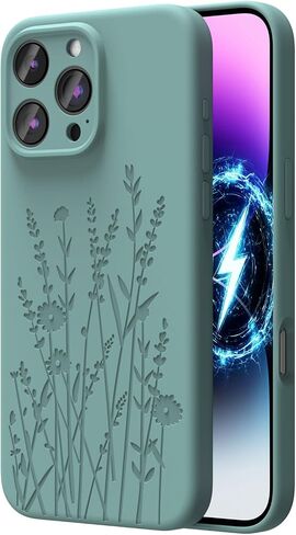 OAOA Engraved for iPhone 15 Case, Midnight Green Flower in Kuwait