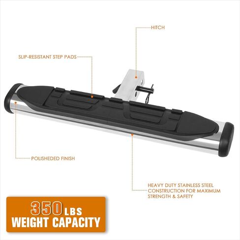 Universal Oval Steel Trailer Tow Tow Bar Bar W/Drop Step Fads for Bickup Truck 2 "Receiver | 36.5" Wide x 3.75 "OD (Black) in Kuwait