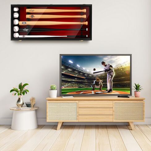 38.98 x 10.63 x 4.13 Baseball Bat Display Case Wall Mounted Shadow Box Vertical or Horizontal UV Protection 3 Display Boxes with Acrylic Transparent Door Holder for Collector Memorabilia Gift in Saudi Arabia