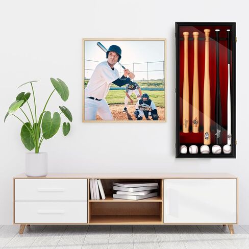 38.98 x 10.63 x 4.13 Baseball Bat Display Case Wall Mounted Shadow Box Vertical or Horizontal UV Protection 3 Display Boxes with Acrylic Transparent Door Holder for Collector Memorabilia Gift in Saudi Arabia