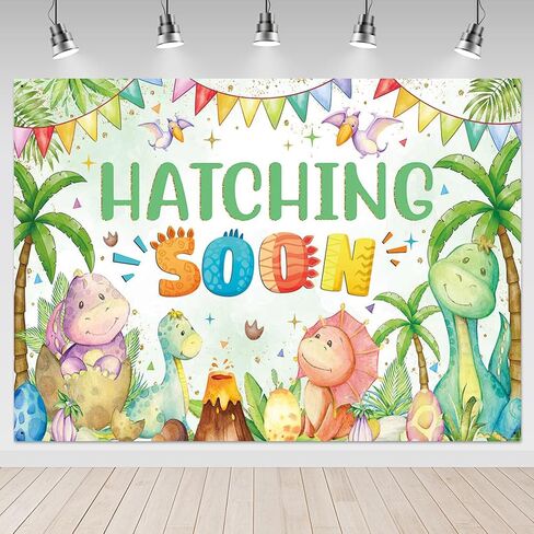 Mocsicka Dinosaur Baby Shower Backdrop Banner Banner Sinting Dinosaur موضوع ديكورات Backdrop Backdrop للأولاد in Kuwait