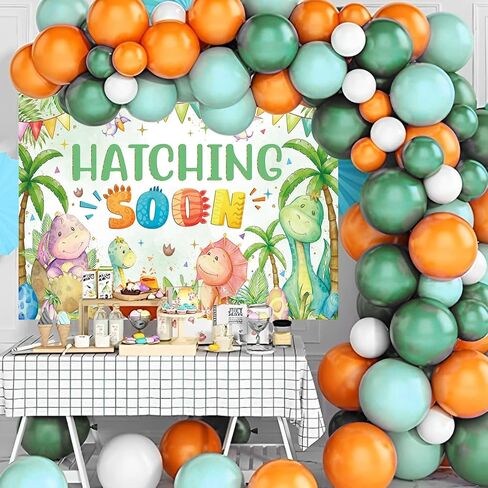 Mocsicka Dinosaur Baby Shower Backdrop Banner Banner Sinting Dinosaur موضوع ديكورات Backdrop Backdrop للأولاد in Kuwait