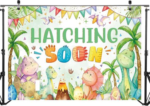 Mocsicka Dinosaur Baby Shower Backdrop Banner Banner Sinting Dinosaur موضوع ديكورات Backdrop Backdrop للأولاد in Kuwait