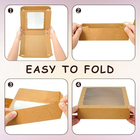 20 PCS فطيرة صناديق 10x10x2.5 بوصة: صناديق مخبز بيضاء مع نافذة ، صناديق ملفات تعريف الارتباط ، صناديق علاج ، صناديق الفراولة المغطاة بالشوكولاتة in Kuwait