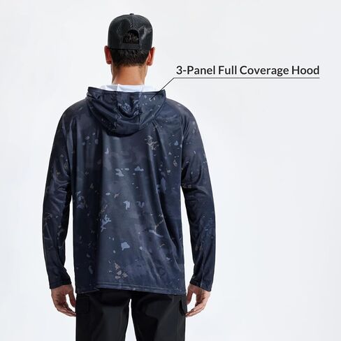 LOOGU Men's UPF 50+ Sun Protection Hoodie Shirt Long Sleeve Rash Guard SPF T-Shirts for Fishing Hiking in Kuwait
