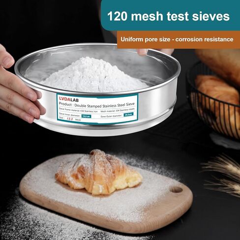 3 Pack 304 Stainless Steel Mesh Lab Sieves, 200mesh 0.075mm, 80 Mesh 0.2mm, 10 Mesh 2mm Aperture Test Sieve,7.9in/20cm Dia Economy Test Sieve for Industrial Laboratory Homes in Kuwait