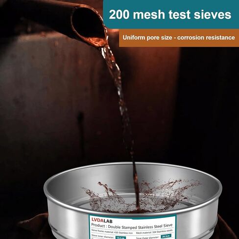 3 Pack 304 Stainless Steel Mesh Lab Sieves, 200mesh 0.075mm, 80 Mesh 0.2mm, 10 Mesh 2mm Aperture Test Sieve,7.9in/20cm Dia Economy Test Sieve for Industrial Laboratory Homes in Kuwait