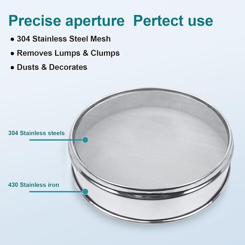 3 Pack 304 Stainless Steel Mesh Lab Sieves, 200mesh 0.075mm, 80 Mesh 0.2mm, 10 Mesh 2mm Aperture Test Sieve,7.9in/20cm Dia Economy Test Sieve for Industrial Laboratory Homes in Kuwait