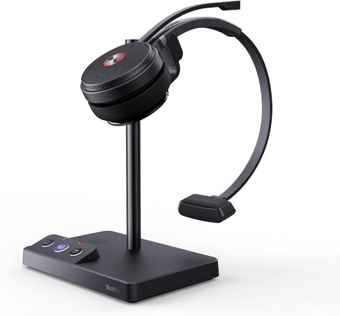 Yealink WH62 DECT سماعة رأس لاسلكية مع قاعدة DECT، نطاق 525 قدمًا / UC Zoom معتمد للعمل سماعة أذن مزدوجة للهاتف المكتبي والكمبيوتر الشخصي، سماعة هاتف مع ميكروفون لإلغاء الضوضاء، Ringer، وقت التحدث 14 ساعة in Saudi Arabia