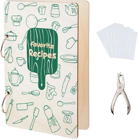 Superdant Baby's Daily Geting Card Holder Organizer Baby Memory Book Flowers Wooden Card Keeper Binder Baby Journal Cards Keeper Photo Photo Cover مع Punch & 20pcs Inner Pockets Dame's Dame's Gift in Saudi Arabia