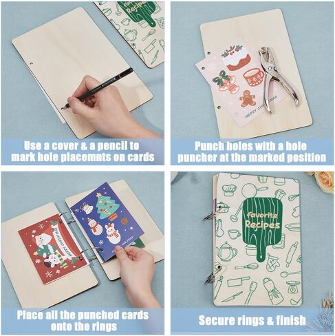 Superdant Baby's Daily Geting Card Holder Organizer Baby Memory Book Flowers Wooden Card Keeper Binder Baby Journal Cards Keeper Photo Photo Cover مع Punch & 20pcs Inner Pockets Dame's Dame's Gift in Saudi Arabia