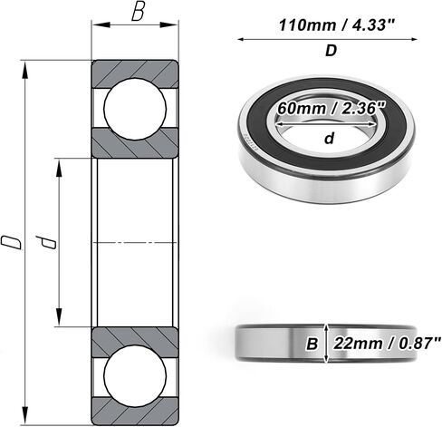 ACROPIX 63/32DDU Deep Groove Ball Bearings Lubricated Bearings Double Rubber Seal 32x75x20mm Black Silver Tone in Saudi Arabia