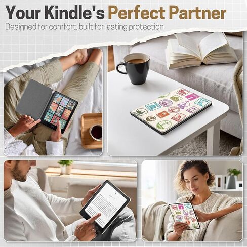 حافظة TNP لجهاز Kindle Paperwhite الجيل الثاني عشر 2024 / Kindle Colorsoft Signature Edition - حافظة حماية مطوية من جلد البولي يوريثان مقاس 7 بوصات لجهاز Kindle Paperwhite للأطفال مع خاصية النوم/الاستيقاظ التلقائي، فلامنغو وردي in Kuwait