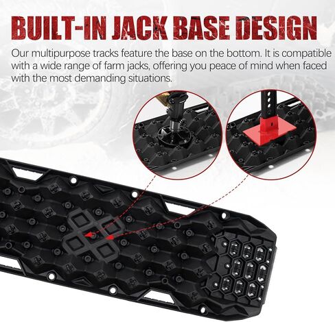 BUNKER INDUST Gen 11th Traction Boards with Mounting Kit, Pair Offroad Recovery Tracks with Jack Base for 4X4 Jeep Truck Tire Traction-Sand,Mud, Snow Ramps (Black) in Saudi Arabia