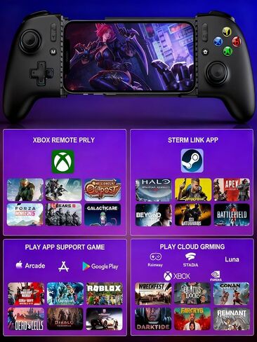 وحدة تحكم هاتف ألعاب كاملة الحجم لجهاز iPhone 15/16 ، Android Phone Tablet ، Gamepad Bluetooth Mobile مع Hall Trigger/Awysticks ، لـ Roblox ، Genshin Impact ، Call of Duty ، أسود ذو جودة محمولة in Kuwait