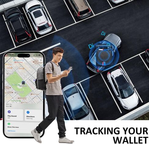 محفظة ذكية للرجال مع جهاز تعقب يعمل لتطبيق Apple Find My (Ios فقط)، محفظة رفيعة للرجال مع حامل بطاقة ائتمان ثنائي الطي مع صندوق هدايا. (بطارية قابلة للشحن) (أسود كربوني وأسود، IOS) in Saudi Arabia