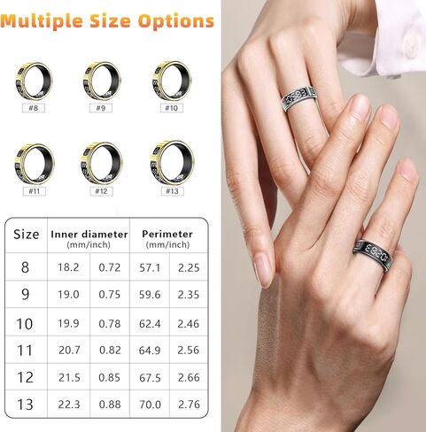 Sizing Kit Smart Ring - Ring Sizer First Before You Buy - Ring Sizer Measuring Tool for Women Men, Choose from 8 Sizes - Sizes 6 to 13, Find The Perfect Ring Size Smart Ring Sizer in Kuwait