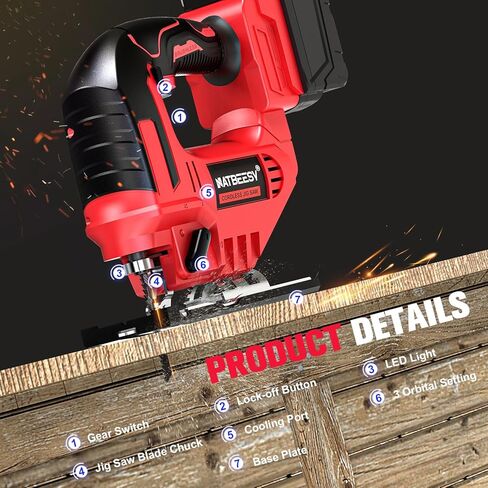 منشار رقص لاسلكي لبطارية ديوالت 20 فولت كحد أقصى، أداة قطع بانوراما بدون فرش، سرعة متغيرة 2900 دورة في الدقيقة، قطع مشطوفة 45 درجة، 3 عمل مداري، مع شفرات منشار قطع مستقيم/منحني/دائرة (أداة فقط) in Kuwait