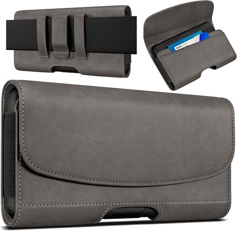 Case for Large iPhone Plus, Pro Max 16 15 14 13 12 11 Xs, Samsung Galaxy S25+ S24+ S23+ S22+ S21+, Cell Phone Belt Holster Clip, ID Card Holder Pouch, Fits Otterbox Case - Black in Kuwait