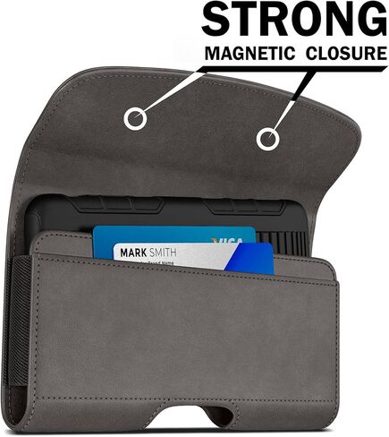 Case for Large iPhone Plus, Pro Max 16 15 14 13 12 11 Xs, Samsung Galaxy S25+ S24+ S23+ S22+ S21+, Cell Phone Belt Holster Clip, ID Card Holder Pouch, Fits Otterbox Case - Black in Kuwait