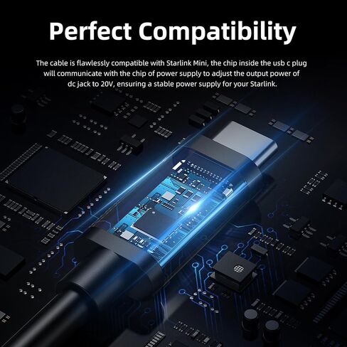 كابل Starlink Mini Cable، كابل طاقة Starlink Mini USB C بطول 10 أقدام مع ضوء مؤشر LED، مصدر 100W+ PD USB من النوع C إلى DC سلك كابل طاقة ذكر لميني Starlink، ملحقات Starlink Mini المقاومة للماء 3M in Kuwait