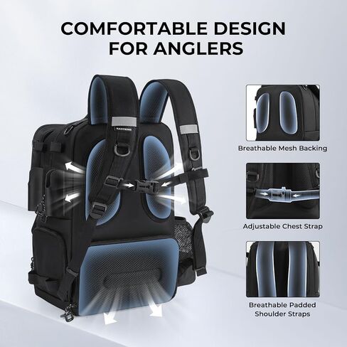 KastKing BaitSpace 50L Fishing Tackle Backpack with Removable Bait Binder & 4 Tackle Boxes, Rod Holders Storage Fishing Gear in Saudi Arabia