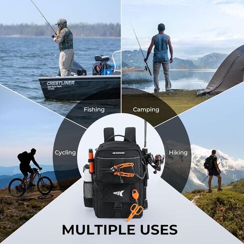 KastKing BaitSpace 50L Fishing Tackle Backpack with Removable Bait Binder & 4 Tackle Boxes, Rod Holders Storage Fishing Gear in Saudi Arabia