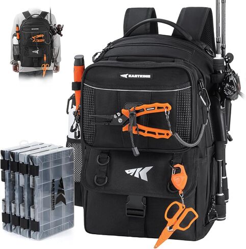 KastKing BaitSpace 50L Fishing Tackle Backpack with Removable Bait Binder & 4 Tackle Boxes, Rod Holders Storage Fishing Gear in Saudi Arabia