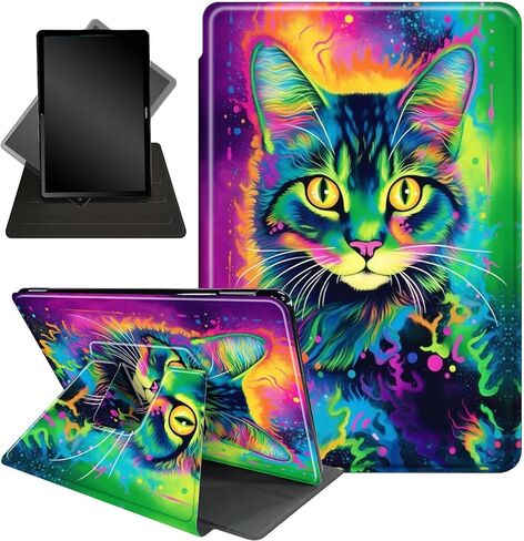 Case for All-New Amazon Kindle Fire HD 10 Tablet & Fire HD 10 Plus Case(11th Generation, 2021 Release) 10.1" 360 Degree Rotating Stand Protective Cover Wake Up/Sleep Feature,Hummingbird Pink Cherry in Kuwait