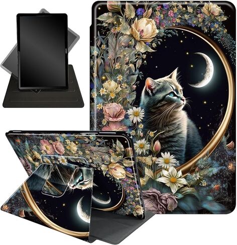 Case for All-New Amazon Kindle Fire HD 10 Tablet & Fire HD 10 Plus Case(11th Generation, 2021 Release) 10.1" 360 Degree Rotating Stand Protective Cover Wake Up/Sleep Feature,Hummingbird Pink Cherry in Saudi Arabia