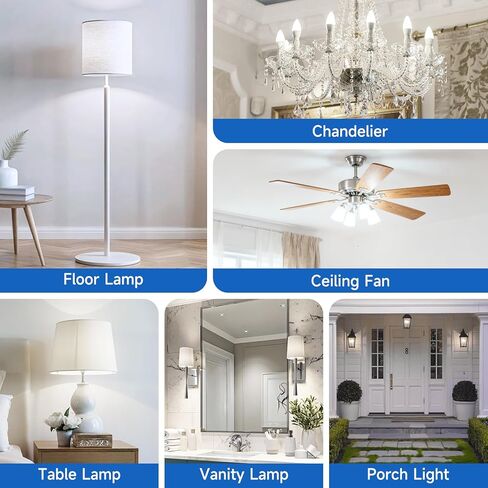 SHINESTAR 6-Pack E12 LED Bulb, 40W Equivalent, 2700K Warm White, A15 Candelabra Base Ceiling Fan Light Bulbs, Non-Dimmable in Kuwait