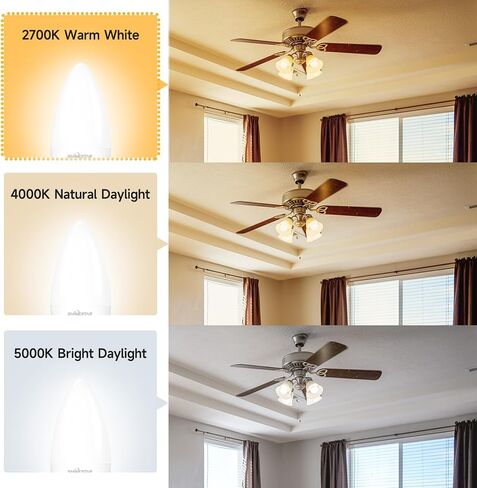 SHINESTAR 6-Pack E12 LED Bulb, 40W Equivalent, 2700K Warm White, A15 Candelabra Base Ceiling Fan Light Bulbs, Non-Dimmable in Saudi Arabia