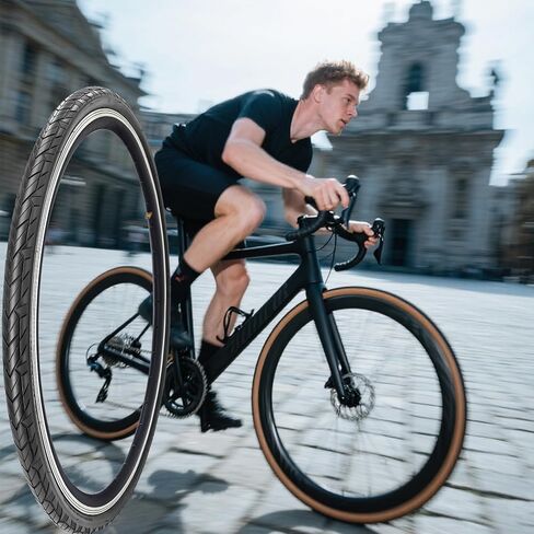 SIMEIQI 700x35C/37-622 Bike Tires and Inner Tubes with Presta Valves 2 Pack 700C Road Bike Tires Black Wall or Brown Wall for Hybrid Bicycles Tyres in Kuwait