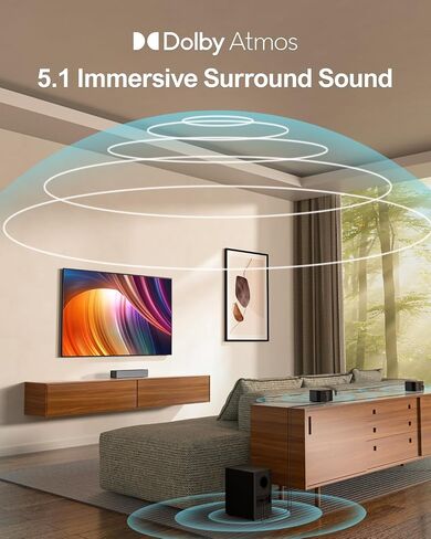 ULTIMEA 5.1 Sound Bar, 410W Dolby Atmos Surround Sound System for TV, 3D Sound Bars for Smart TV w/Subwoofer, Adjustable Surround & Bass, Home Audio w/APP Control, Poseidon D60(New 2025 Version) in Saudi Arabia
