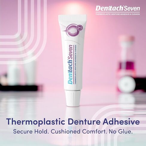 Denttach Denture Adhesive, Thermoplastic Denture Adhesive, Cushion, Reliner for Upper and Lower Dentures, Comfortable, Secure Denture Grip for Up to 7 Days, Non Glue, Zinc Free in Kuwait