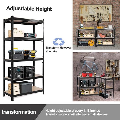 Heavy Duty 5 Tier Shelf - Garage Shelving Units with Shelves Rack, Display Shelves with a Max Load of 1900lbs, Basement Shelving for Garages, Sheds, Warehouses, Workshops Kitchen (Blue, S) in Saudi Arabia